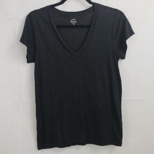 J Crew v neck black linen tee Size medium